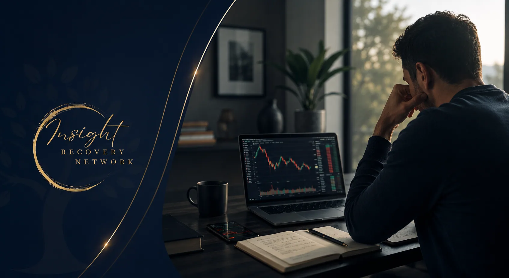 Person reflecting on cryptocurrency trading losses while viewing a market chart