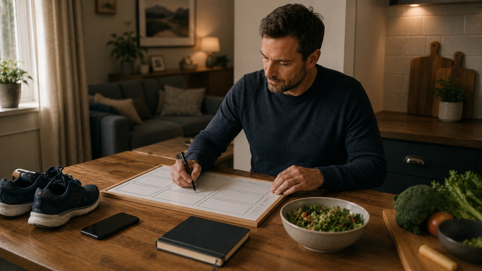 Adult building a stable weekly routine as part of mental health and addiction recovery.